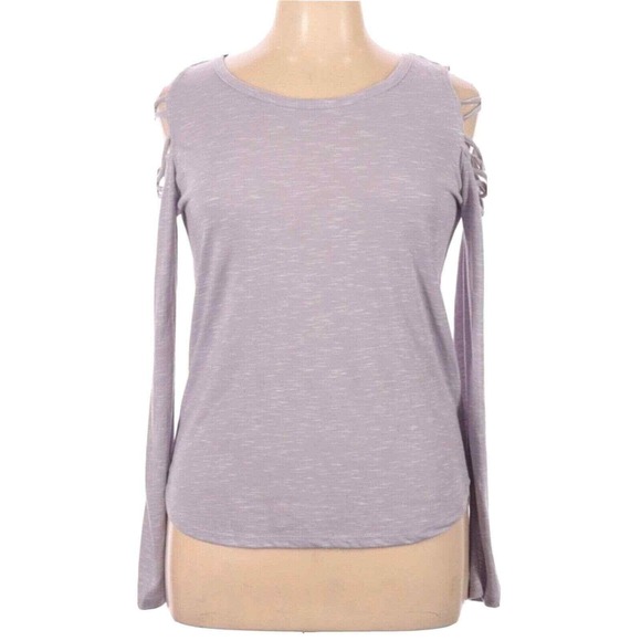 Mudd Tops - Mudd Cold Shoulder Top Long Sleeve Casual Blouse‎ Purple XL